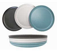 Spetebo Set di 6 piatti piani in melamina, in 3 colori assortiti, 21 cm, piccoli piatti in plastica resistente, infrangibili, riutilizzabili per campeggio, picnic, feste, festival, lavabili in