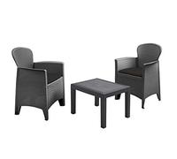 Spetebo Set di mobili da giardino in rattan antracite - 2 poltrone con imbottitura + tavolo da giardino - set da balcone