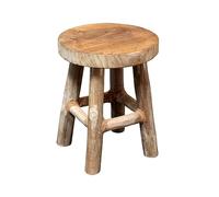 Spetebo Sgabello per fiori in teak, 22 x 17 cm, rotondo, naturale/medio, con 4 piedi, in vero legno massiccio, decorazione per piante