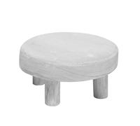 Spetebo Sgabello per piante in legno, piccolo, 20 cm, bianco lavato, piatto da fiori massiccio con 4 piedi, in vero legno, decorazione per piante, supporto per fiori