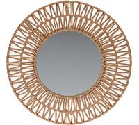 Spetebo Specchio da Parete Con Cornice Di Carta Rafia - 45 Cm - Specchio Da Parete Con Decorazione Rotonda