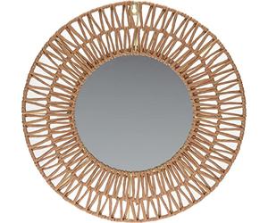 Spetebo Specchio da Parete Con Cornice Di Carta Rafia - 45 Cm - Specchio Da Parete Con Decorazione Rotonda