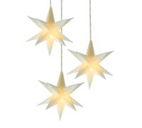 Spetebo Stella di Natale a LED 3D, luce bianca calda, 12 cm, set da 3 pezzi con timer, colore bianco - stella luminosa alimentata a batteria per interni - stella lampada decorazione finestra Natale