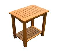 Spetebo Tavolino da giardino in legno di eucalipto oliato, 50 x 35 cm, con 2 ripiani