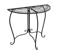 Spetebo Tavolino da Parete in Metallo, Semicircolare, Nero, 80 x 71 cm, Stile Romantico, Vintage, Decorazione da Giardino, Tavolo da Balcone, Tavolo per Fiori