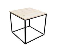 Spetebo Tavolino in metallo con piano in legno, 45 x 45 x 42 cm