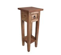 Spetebo Tavolino in mogano, con cassetto, 67 x 25 cm, naturale, vintage, in legno, per telefono, per fiori, per telefono, decorazione floreale