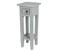 Spetebo Tavolino in mogano con cassetto 67 x 25 cm - Shabby grigio - Tavolo per telefono vintage in legno - Tavolino per fiori - Tavolo decorativo fiori