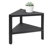 Spetebo Tavolino in plastica triangolare, colore antracite, 46 x 45 cm, con 2 ripiani, tavolino decorativo da balcone, comodino, balcone