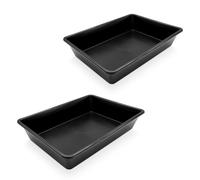 Spetebo - Vasca multiuso in plastica nera 60 x 40 cm - Set da 2 - Contenitore multifunzione 20 litri rettangolare - Bacinella per malta, secchio per alimenti, vasca da giardino, vaschetta per piante