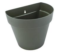 Spetebo Vaso da fiori da parete in plastica per esterni, 28 x 20 cm, verde oliva, vaso da parete semicircolare, resistente al gelo, per esterni, da parete, per il montaggio a parete