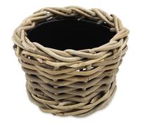 Spetebo Vaso per piante in rattan con inserto in plastica, 17 x 14 cm, decorazione da giardino, stile shabby naturale, in vimini, per piante e fiori