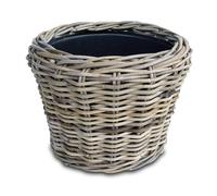 Spetebo Vaso per piante in rattan con inserto in plastica, 33 x 24 cm, decorazione da giardino, stile shabby chic, colore: grigio