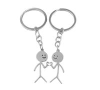 SpetngSake Coppia di portachiavi in metallo, 2 pezzi, simpatici e divertenti, portachiavi a forma di cuore, decorazioni per partner, per borse, pulsanti, decorazione, argento, NO