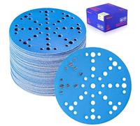 SpeTool Carta vetrata da 150 mm, con 49 fori, 60 pezzi, set di carta vetrata, grana 400, dischi abrasivi in ceramica, 150 mm, carta vetrata per legno