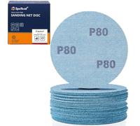 SpeTool Reti abrasive, 125 mm, 30 pezzi, con protezione per piastre abrasive, grana 80, carta vetrata in senza polvere, per legno, cartongesso, metallo, resina