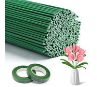 Spetsbst 200 fili per fiori di colore verde, lunghezza 2 mm, diametro filo per fiori da 30 cm, per fai da te, con 2 nastri per fioristi, per artigianato