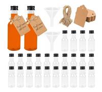 Spetsbst 24 piccole bottiglie da riempire, 50 ml, mini flaconcini di liquore con coperchio e imbuto in plastica, piccole bottiglie shot in plastica per matrimoni e feste