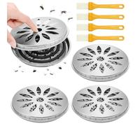 Spetsbst 4 supporti per bobine di zanzara in acciaio inox con 4 spazzole, porta bobine di zanzara con coperchio, contenitore a spirale per la casa, il giardino, il campeggio, i viaggi all'aperto