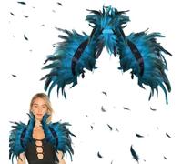 Spetsbst Colletto con piume blu, mantello blu da donna, per costume da maleficente, costume da cigno nero, costume da corvo, piume gotiche, accessorio da donna, per carnevale, cosplay, feste (blu)