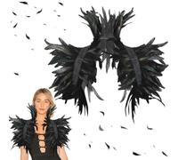 Spetsbst Colletto di piume nero, mantello nero da donna, per costume da maleficente, costume da cigno nero, costume da corvo, piume gotiche, accessorio da donna, per carnevale, feste in maschera