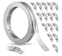 Spetsbst Fascette stringitubo in acciaio inox, 5 m, set di fascette stringitubo con 15 pezzi, morsetti a vite regolabili per tubo dell'acqua