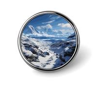 Spettacolare distintivo con montagne innevate, design elegante, accessori moda, distintivi personalizzati, decorazioni adatte