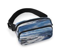 Spettacolare marsupio alla moda con montagne innevate, marsupio con tracolla regolabile e tasche con cerniera, borse a tracolla per viaggi, casual, ciclismo, corsa, escursionismo