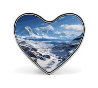 Spettacolare montagne innevate carino distintivo cuore, spille per donne e uomini gioielli alla moda accessori per cappelli borse giacca cappotto regali di giorno