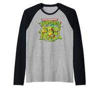 Spettacolo retrò Anni '80 con Logo TMNT Turtle Power Teenage Mutant Ninja Maglia con Maniche Raglan