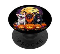 Spettrale Bulldog Francese Halloween Cane Tre Frenchie Pup Trio PopSockets PopGrip Adesivo