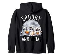 Spettrale E Feral Halloween Carino Fantasma Procione Trucco O Scherzetto Felpa con Cappuccio