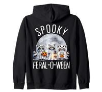 Spettrale E Feral Halloween Carino Fantasma Procione Trucco O Scherzetto Felpa con Cappuccio