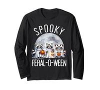 Spettrale E Feral Halloween Carino Fantasma Procione Trucco O Scherzetto Maglia a Manica
