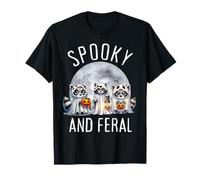 Spettrale E Feral Halloween Carino Fantasma Procione Trucco O Scherzetto Maglietta