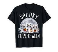 Spettrale E Feral Halloween Carino Fantasma Procione Trucco O Scherzetto Maglietta