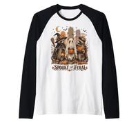 Spettrale e Selvaggio procioni Fantasma Halloween Maglia con Maniche Raglan