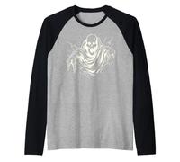 Spettrale Fantasma Scheletro Zombie Spaventoso Teschio Mostro Halloween Maglia con Maniche Raglan