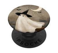 Spettrale fantasma strega su scopa Halloween Art PopSockets PopGrip Adesivo