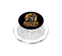 Spettrale gatto nero strega cappello luna piena Halloween PopSockets PopGrip per MagSafe