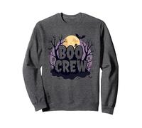 Spettrale Halloween Boo Crew Ghostly Moon Party Felpa, Unisex per Adulti, Grigio Scuro, XL
