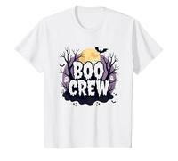 Spettrale Halloween Boo Crew Ghostly Moon Party Maglietta, Bambini, Bianco, 4 Anni