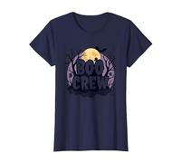 Spettrale Halloween Boo Crew Ghostly Moon Party Maglietta, Donna, Navy, XXL