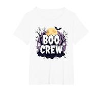 Spettrale Halloween Boo Crew Ghostly Moon Party Maglietta, Donna Plus-Size, Bianco, 5X
