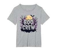 Spettrale Halloween Boo Crew Ghostly Moon Party Maglietta, Donna Plus-Size, Grigio Melange, 5X