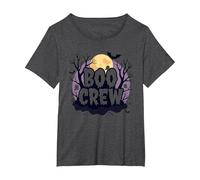 Spettrale Halloween Boo Crew Ghostly Moon Party Maglietta, Donna Plus-Size, Grigio Scuro, 4X
