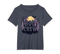 Spettrale Halloween Boo Crew Ghostly Moon Party Maglietta, Donna Plus-Size, Pervinca, 2X