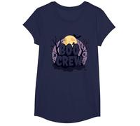 Spettrale Halloween Boo Crew Ghostly Moon Party Maglietta, Ragazze, Navy, M