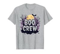 Spettrale Halloween Boo Crew Ghostly Moon Party Maglietta, Uomo, Grigio Melange, XL
