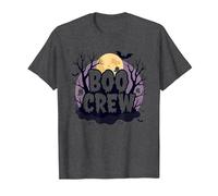 Spettrale Halloween Boo Crew Ghostly Moon Party Maglietta, Uomo, Grigio Scuro, S